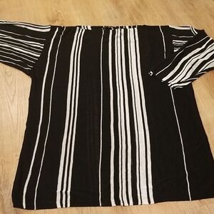 Anne Klein Black and White Striped Knit Top